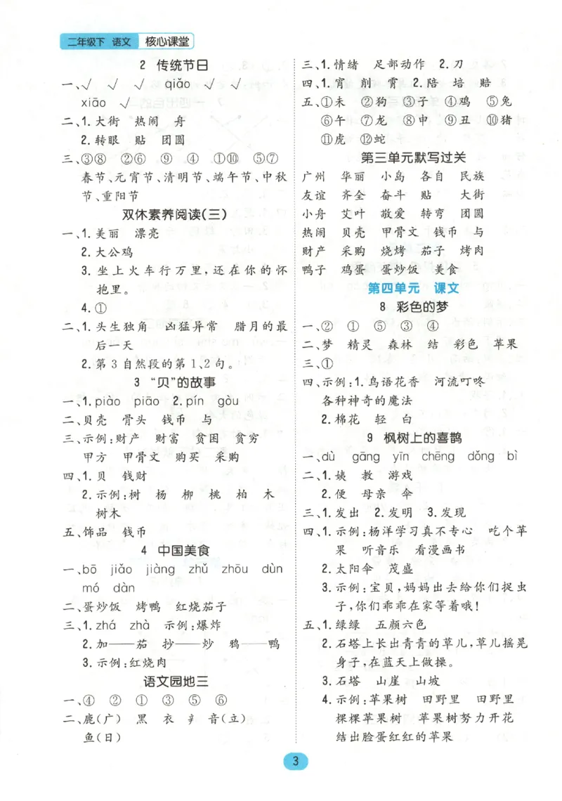 核心课堂.语文二年级.下_二年级上下册资料_53黄冈多个品牌系列资料_语文