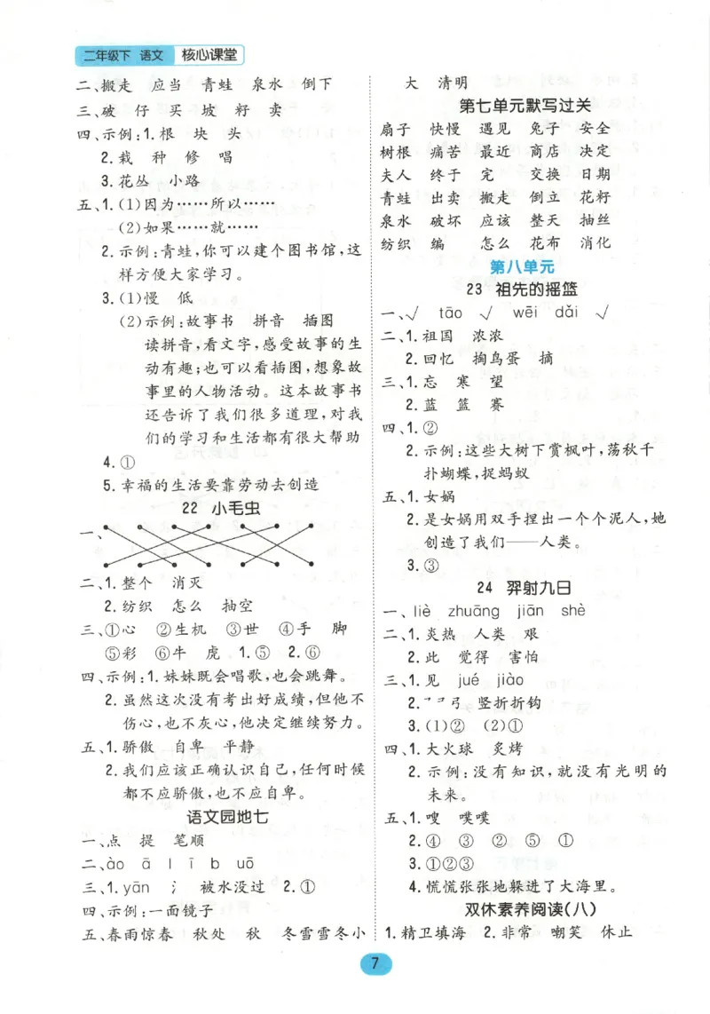 核心课堂.语文二年级.下_二年级上下册资料_53黄冈多个品牌系列资料_语文