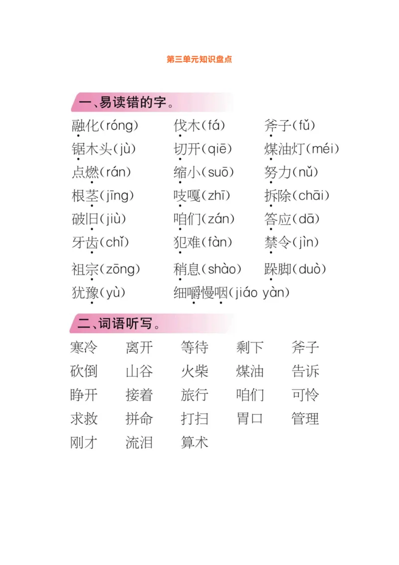 统编版小学语文三年级（上）知识梳理_三年级上下册资料_小学三年级学习资料-25年更新版_3-01、小学三年级语文上册_3-1-1、复习、知识点、归纳汇总_语文三（上）1-8单元知识点