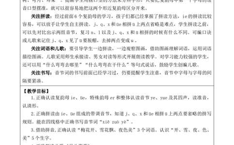 汉语拼音12ie&uuml;eer优质版教案_25秋七彩课堂统编版语文一年级上册教学资源包_七彩课堂统编版语文一年级上册教案_优质版教案_第四单元