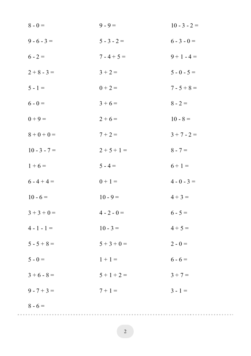 （10以内的加减法--连加连减）2000题_小学数学口算竖式脱式计算应用题一二三四五六年级上下册电_小学数学口算题库电子版（1-6）_小学数学口算一年级_口算1年级上册18000题