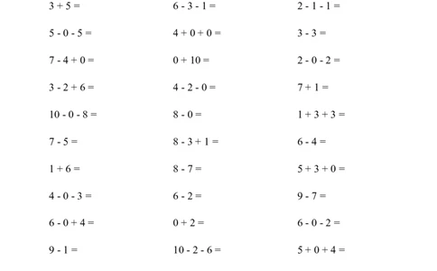 （10以内的加减法--连加连减）2000题_小学数学口算竖式脱式计算应用题一二三四五六年级上下册电_小学数学口算题库电子版（1-6）_小学数学口算一年级_口算1年级上册18000题