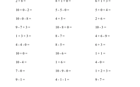 （10以内的加减法--连加连减）2000题_小学数学口算竖式脱式计算应用题一二三四五六年级上下册电_小学数学口算题库电子版（1-6）_小学数学口算一年级_口算1年级上册18000题