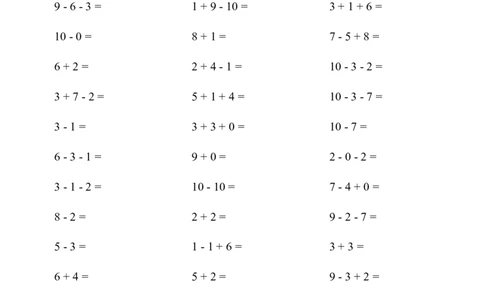 （10以内的加减法--连加连减）2000题_小学数学口算竖式脱式计算应用题一二三四五六年级上下册电_小学数学口算题库电子版（1-6）_小学数学口算一年级_口算1年级上册18000题