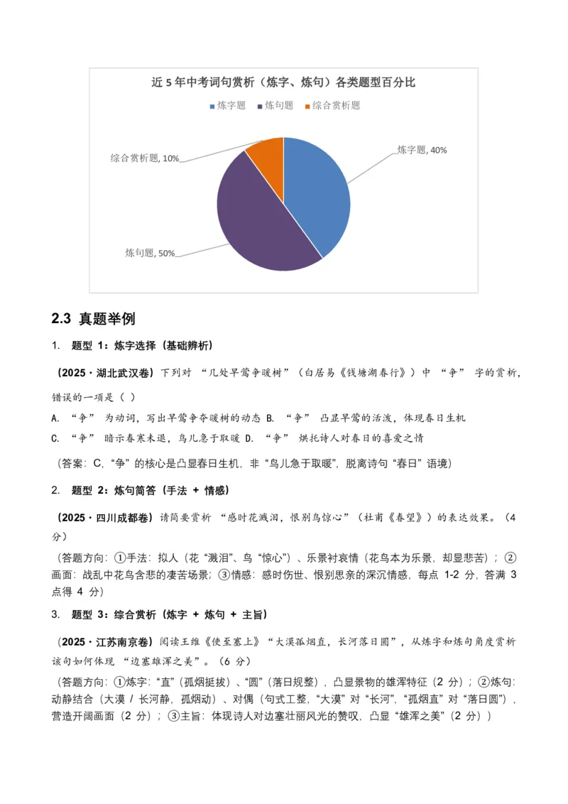 词句赏析(炼字、炼句)(含答案解析)_462026中考语文一轮复习练考点+练专题+练模块_词句赏析(炼字、炼句)