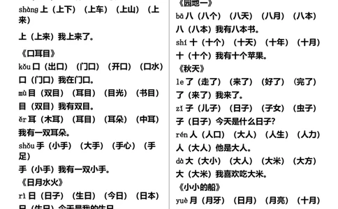 部编版语文一年级上册写字表生字组词造句_一年级上下册资料_小学一年级学习资料-25年更新版_1-01、小学一年级语文上册_08、专项练习_拼音生字