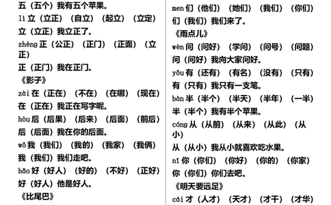 部编版语文一年级上册写字表生字组词造句_一年级上下册资料_小学一年级学习资料-25年更新版_1-01、小学一年级语文上册_08、专项练习_拼音生字