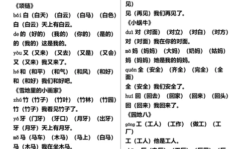 部编版语文一年级上册写字表生字组词造句_一年级上下册资料_小学一年级学习资料-25年更新版_1-01、小学一年级语文上册_08、专项练习_拼音生字