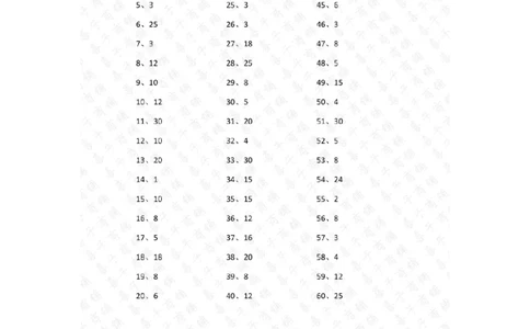 表内乘法第41-60篇（初级）答案_小学数学口算竖式脱式计算应用题一二三四五六年级上下册电_小学数学口算题库电子版（1-6）_小学数学口算二年级_口算题适合2年级