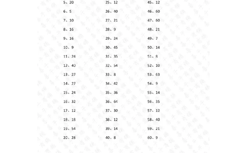 表内乘法第41-60篇（高级）答案_小学数学口算竖式脱式计算应用题一二三四五六年级上下册电_小学数学口算题库电子版（1-6）_小学数学口算二年级_口算题适合2年级
