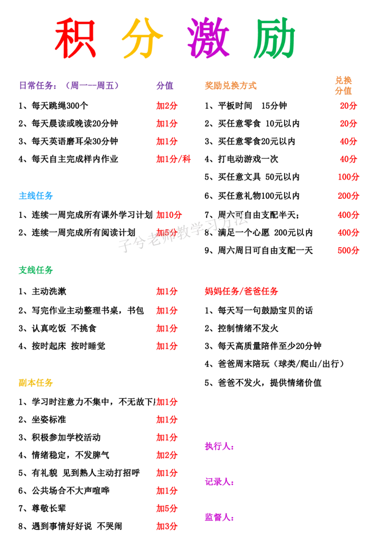 积分激励及奖惩表、_1720871120_一年级上下册资料_一年级上册小红书同款资料_一年级(1)