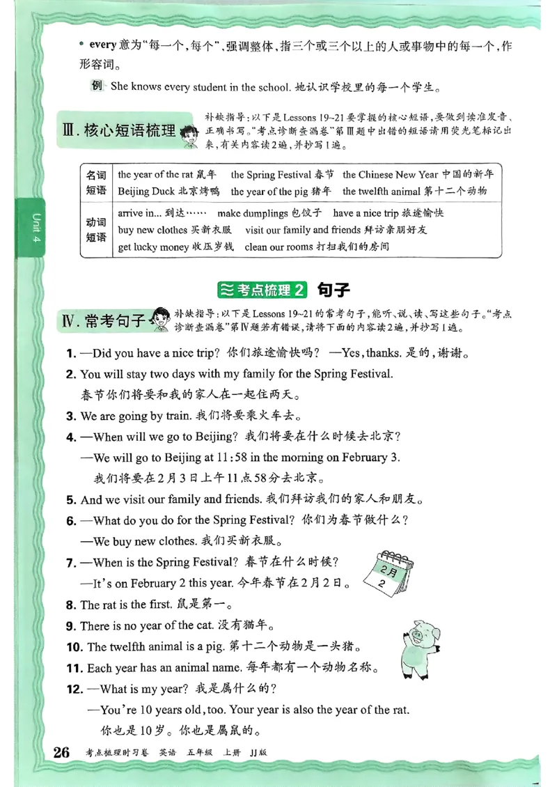 英语五上JJ版补缺手册_25秋小学语数英习题试卷_英语_冀教版_英语《王朝霞考点梳理时习卷》冀教25秋_25秋《王朝霞考点梳理时习卷》英语冀教五上