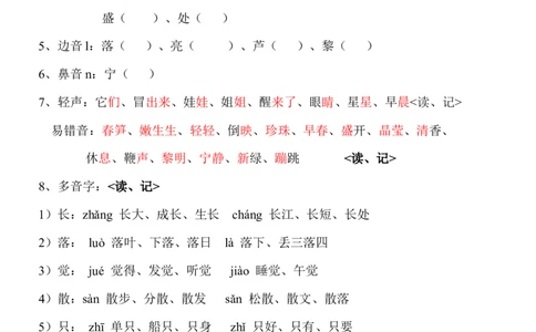 语文一年级下册知识点梳理_一年级上下册资料_小学一年级学习资料-25年更新版_1-02、小学一年级语文下册_3-6-2-1、复习、知识点、归纳汇总_部编（人教）版_知识汇总