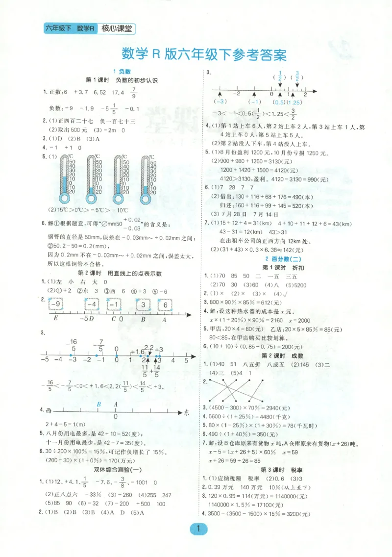 核心课堂.数学六年级.下_三年级上下册资料_53黄冈多个品牌系列资料_数学