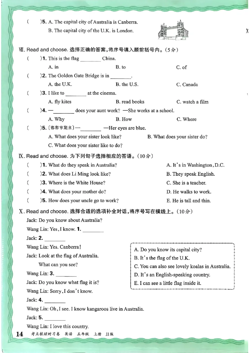 英语五年级上册JJ版考点梳理时习卷_25秋小学语数英习题试卷_英语_冀教版_英语《王朝霞考点梳理时习卷》冀教25秋_25秋《王朝霞考点梳理时习卷》英语冀教五上