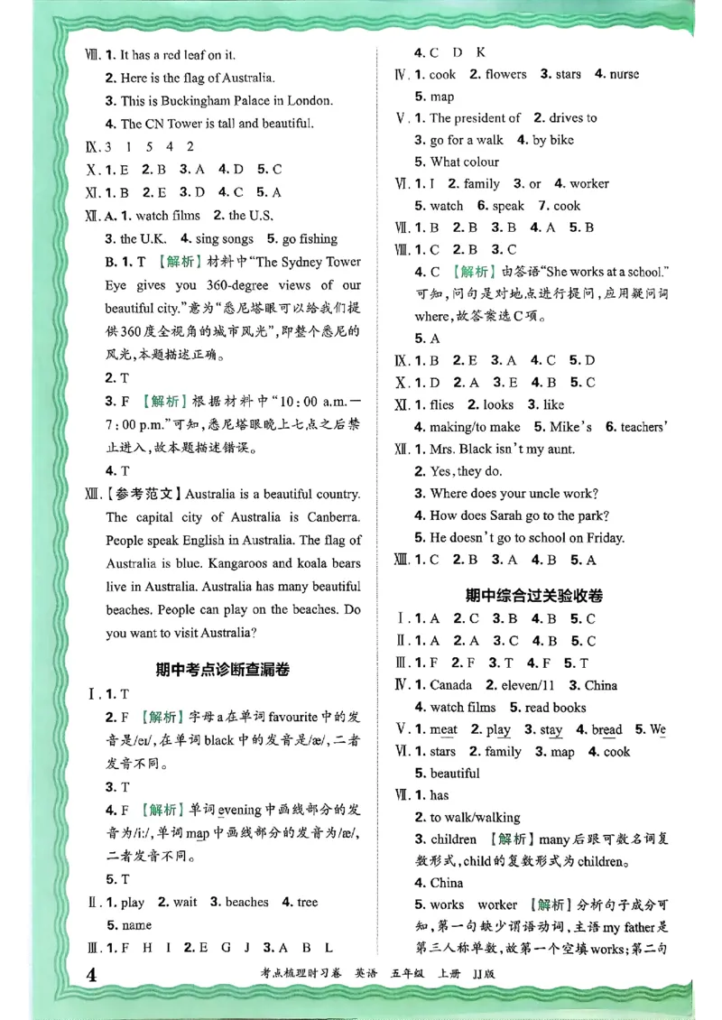 英语五年级上册JJ版考点梳理时习卷_25秋小学语数英习题试卷_英语_冀教版_英语《王朝霞考点梳理时习卷》冀教25秋_25秋《王朝霞考点梳理时习卷》英语冀教五上