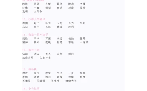 语文2年级下册课内词语全册汇总_二年级上下册资料_小学二年级学习资料-25年更新版_2-02、小学二年级语文下册_2-2-1、复习、知识点、归纳汇总_精品知识汇总
