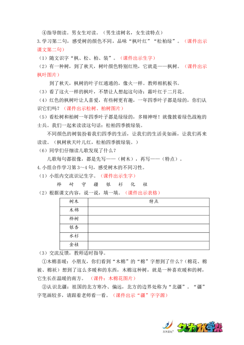 识字2.树之歌_二年级上下册资料_小学二年级学习资料-25年更新版_2-01、小学二年级语文上册_2-1-3、课件、讲义、教案_《名师教案》语文BB版二年级上册（2021秋）_第二单元