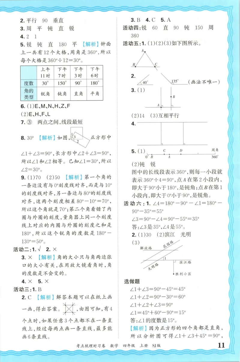 答案_25秋小学语数英习题试卷_数学_苏教版_数学《王朝霞考点梳理时习卷》苏教25秋(1)_考点梳理时习卷数学SJ4上
