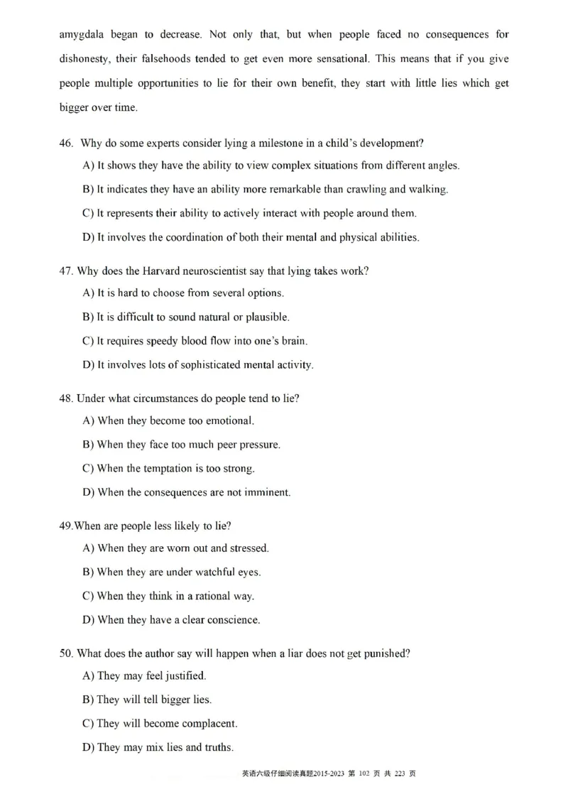 六级仔细阅读真题2015-2023.12_六级_六级仔细阅读