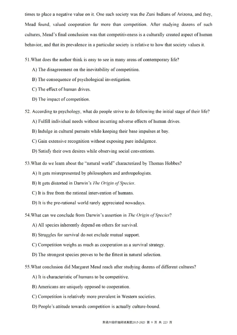 六级仔细阅读真题2015-2023.12_六级_六级仔细阅读