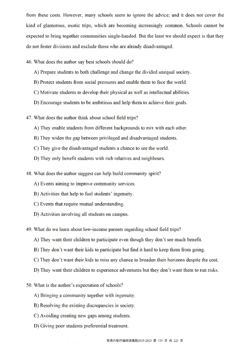 六级仔细阅读真题2015-2023.12_六级_六级仔细阅读