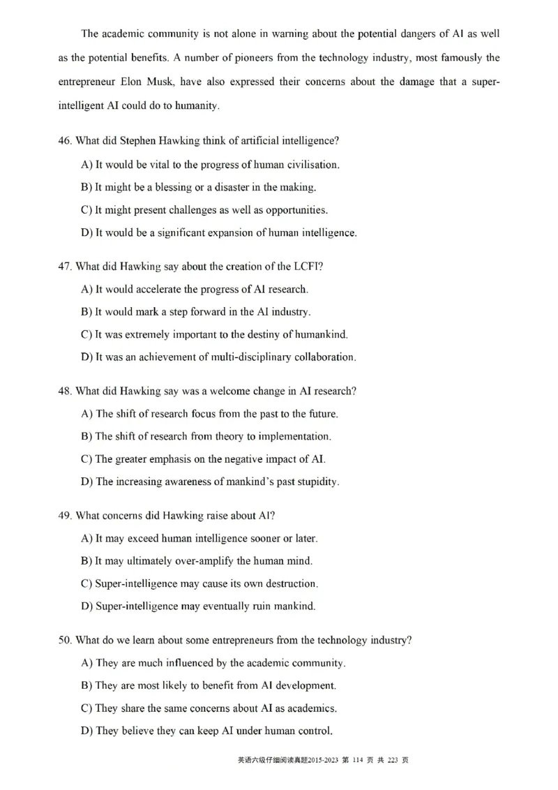 六级仔细阅读真题2015-2023.12_六级_六级仔细阅读