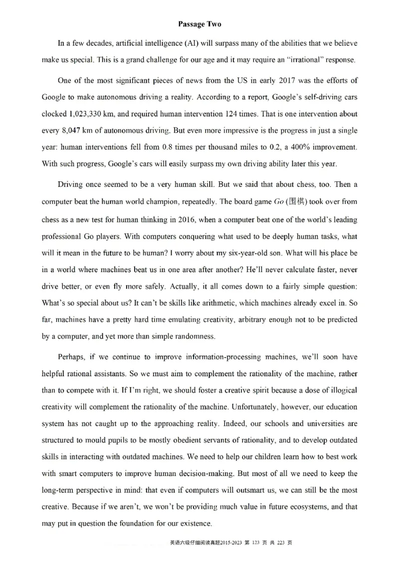 六级仔细阅读真题2015-2023.12_六级_六级仔细阅读