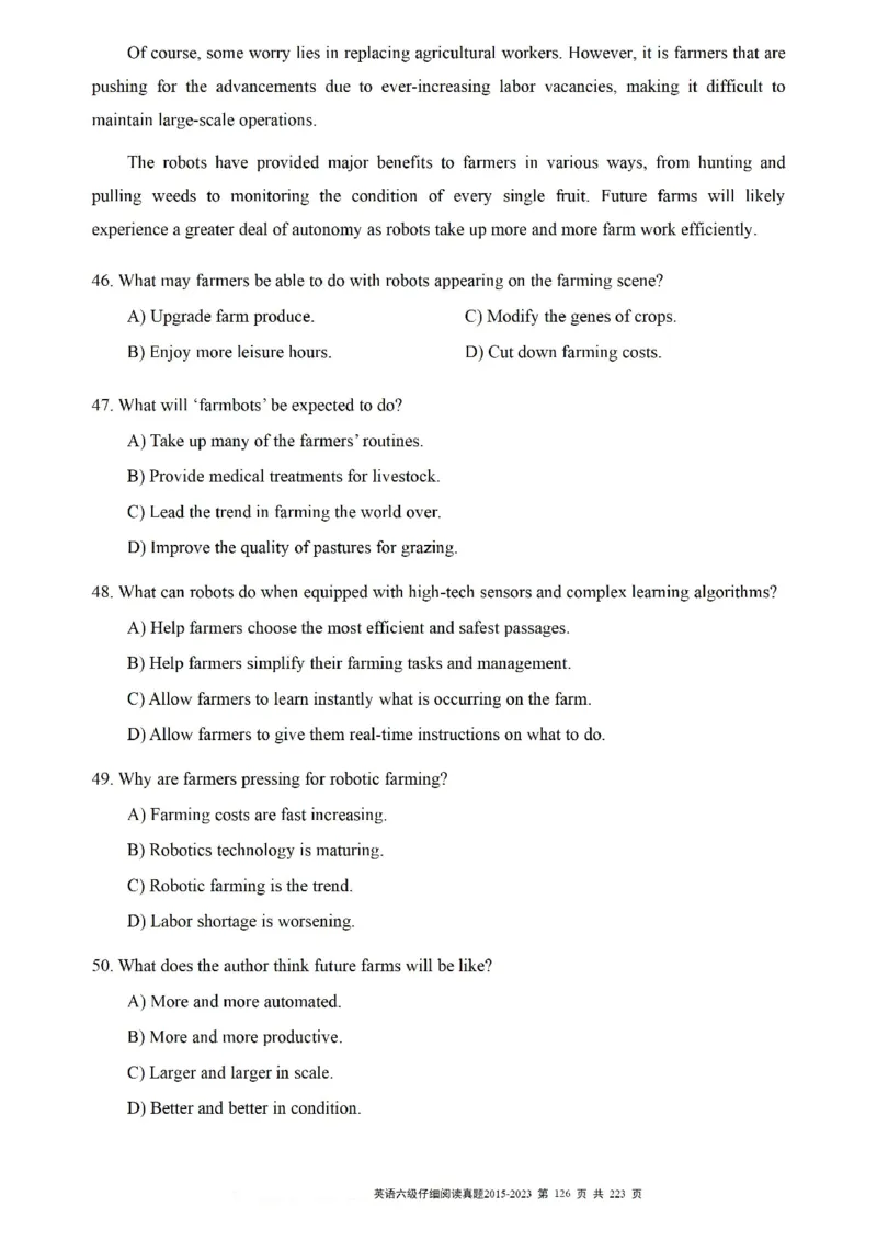 六级仔细阅读真题2015-2023.12_六级_六级仔细阅读