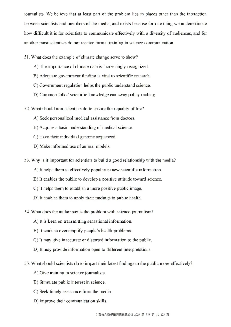 六级仔细阅读真题2015-2023.12_六级_六级仔细阅读