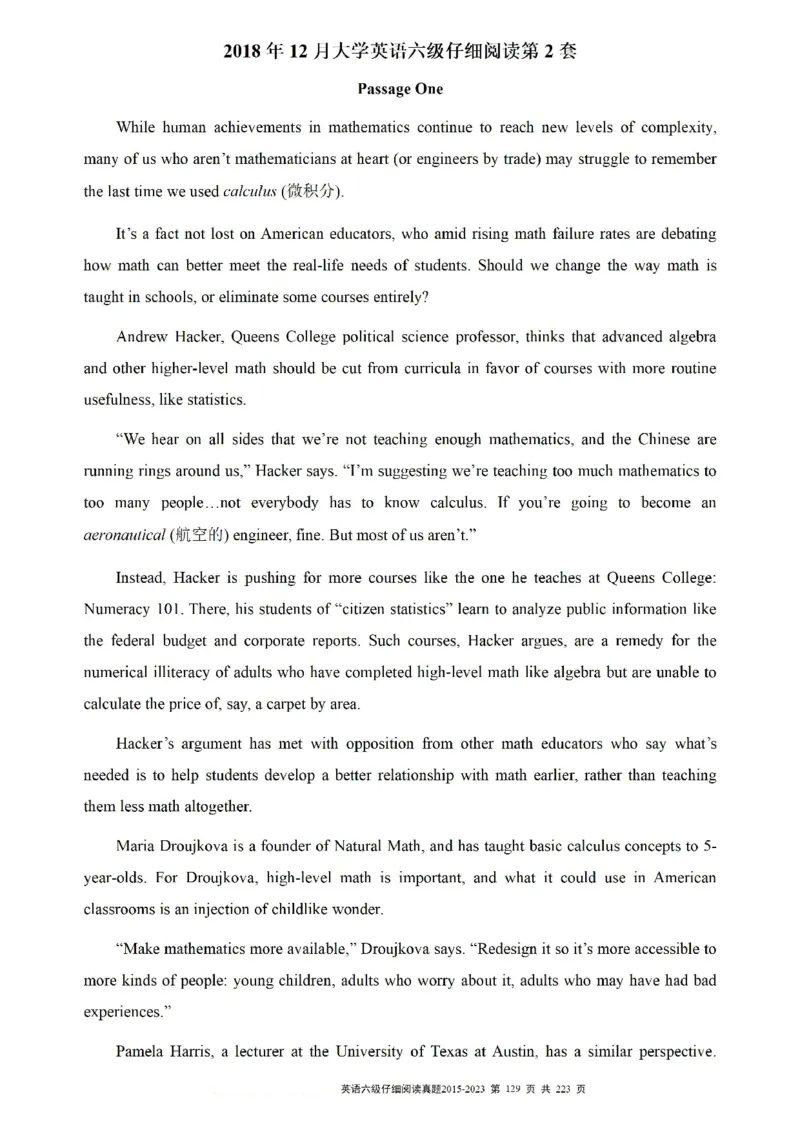 六级仔细阅读真题2015-2023.12_六级_六级仔细阅读