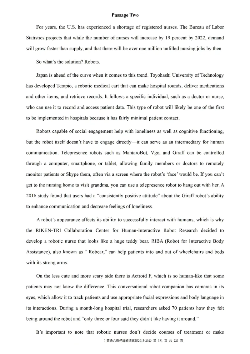 六级仔细阅读真题2015-2023.12_六级_六级仔细阅读