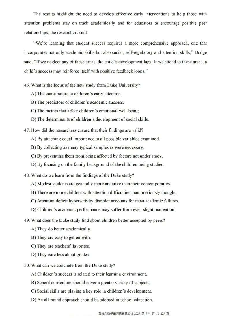 六级仔细阅读真题2015-2023.12_六级_六级仔细阅读