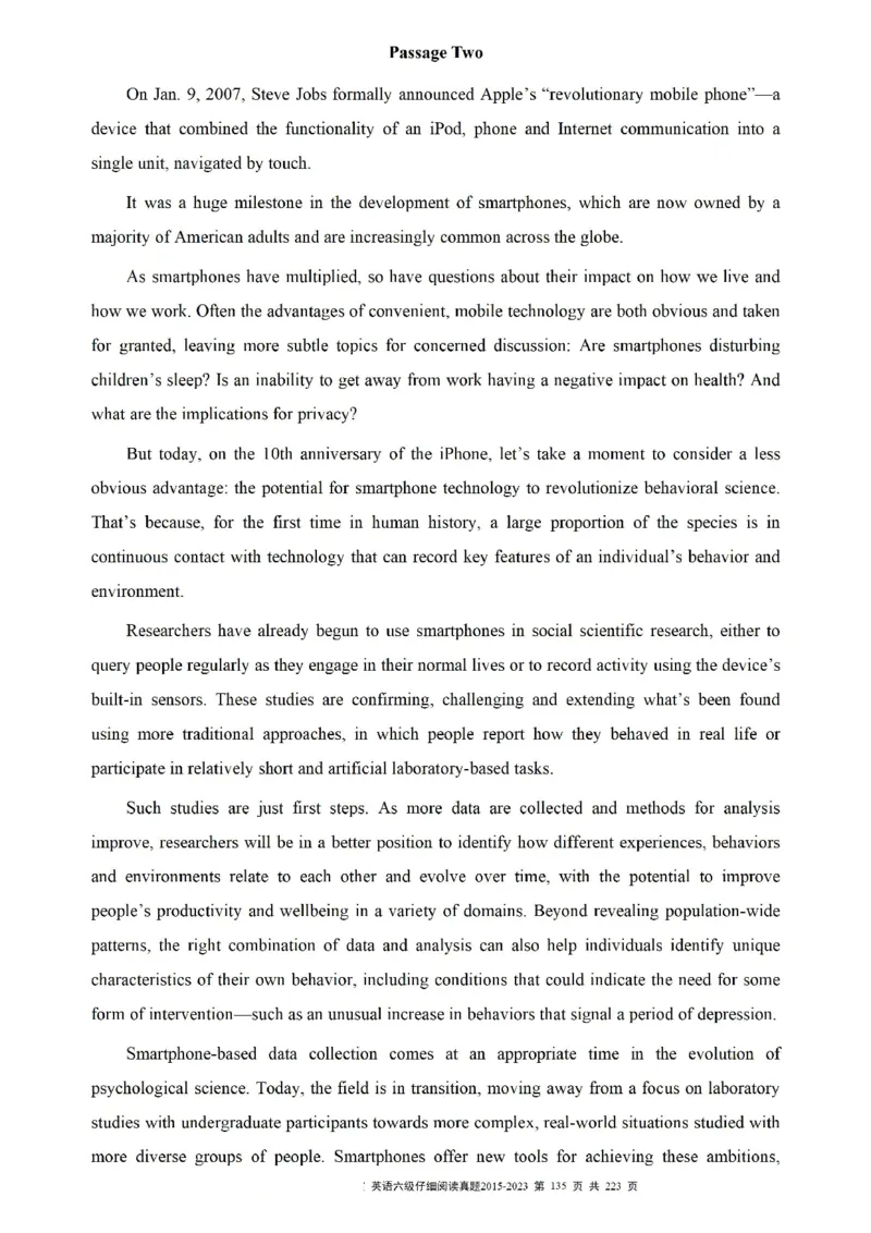 六级仔细阅读真题2015-2023.12_六级_六级仔细阅读