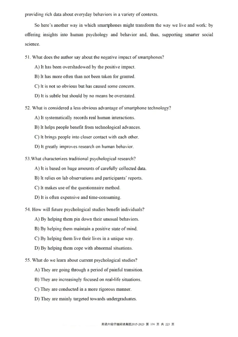 六级仔细阅读真题2015-2023.12_六级_六级仔细阅读