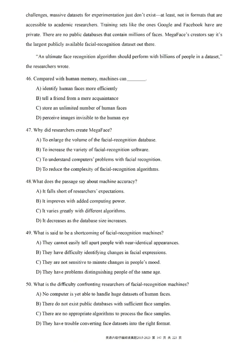 六级仔细阅读真题2015-2023.12_六级_六级仔细阅读