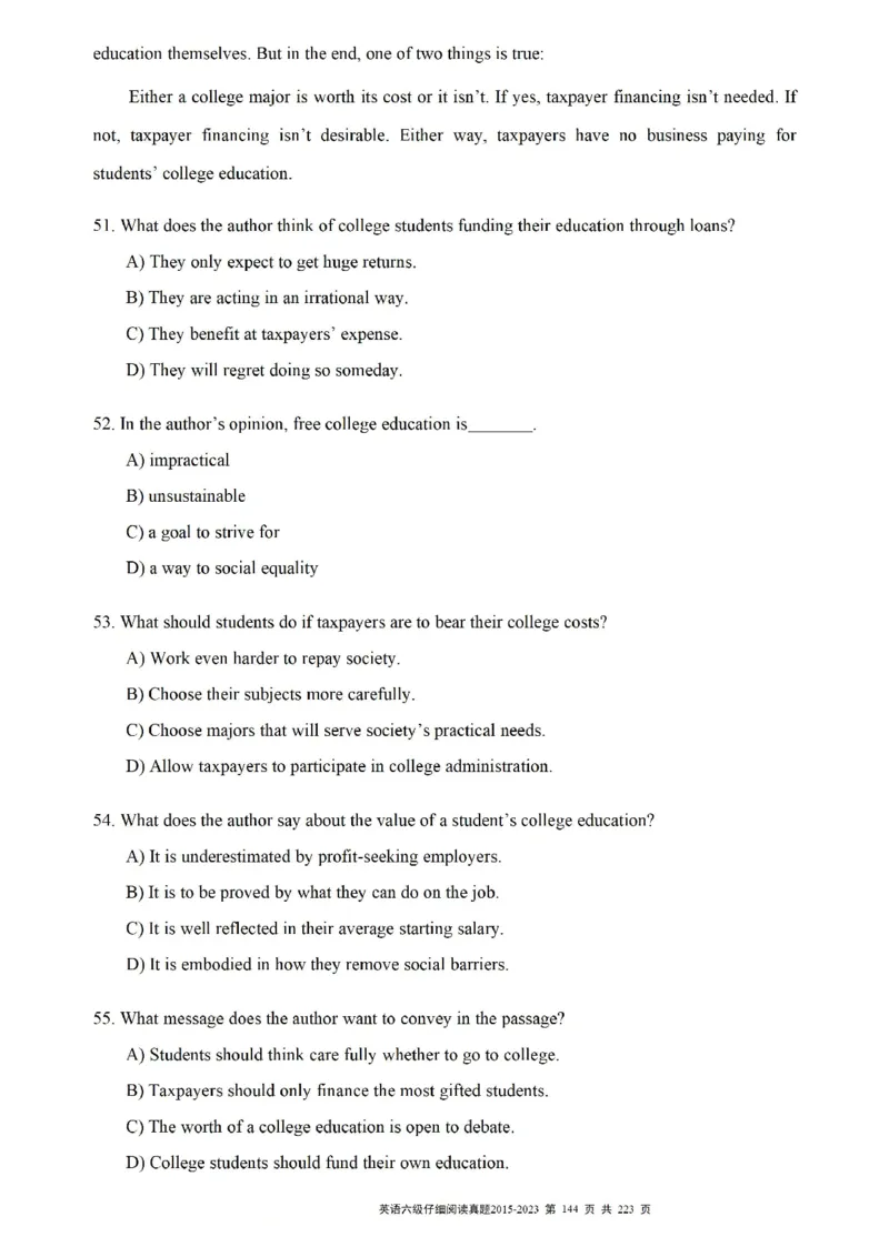 六级仔细阅读真题2015-2023.12_六级_六级仔细阅读