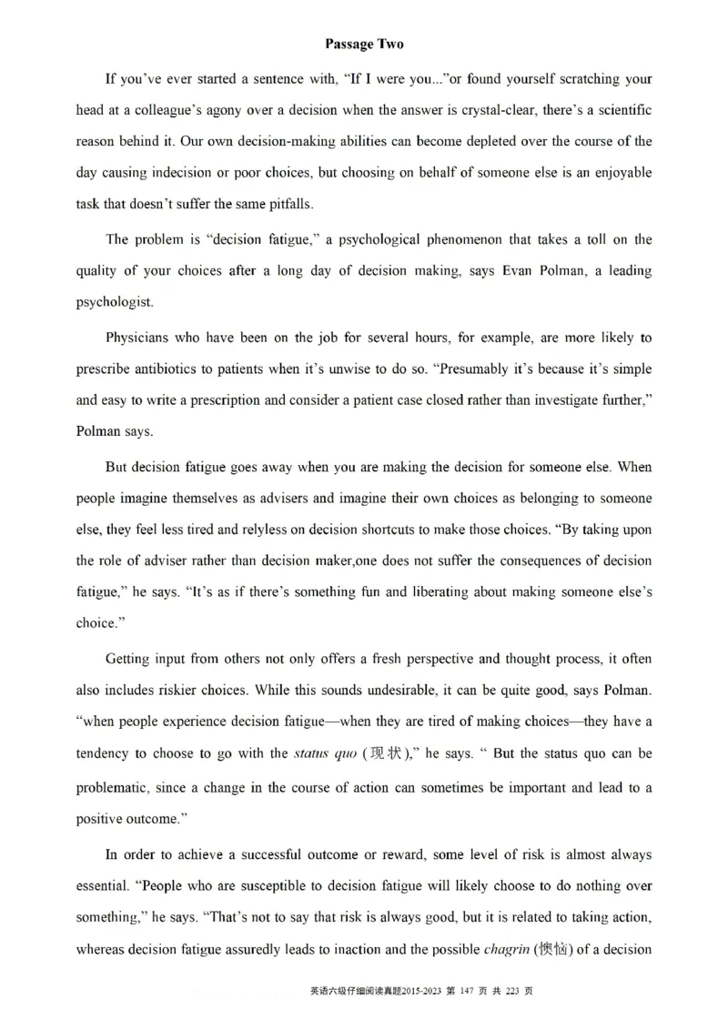 六级仔细阅读真题2015-2023.12_六级_六级仔细阅读