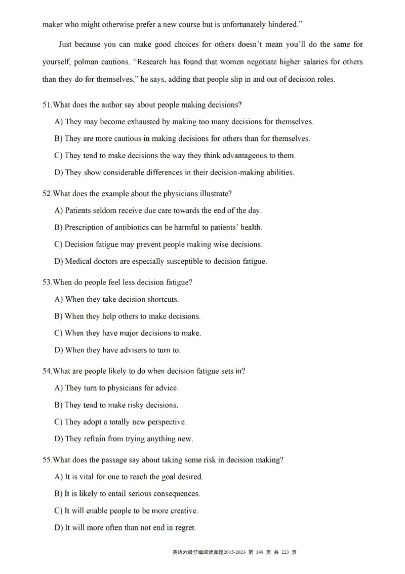 六级仔细阅读真题2015-2023.12_六级_六级仔细阅读
