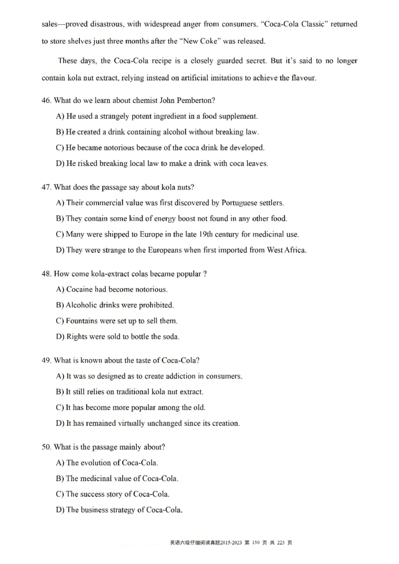 六级仔细阅读真题2015-2023.12_六级_六级仔细阅读