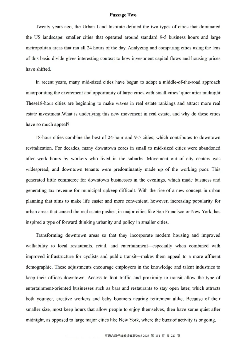 六级仔细阅读真题2015-2023.12_六级_六级仔细阅读