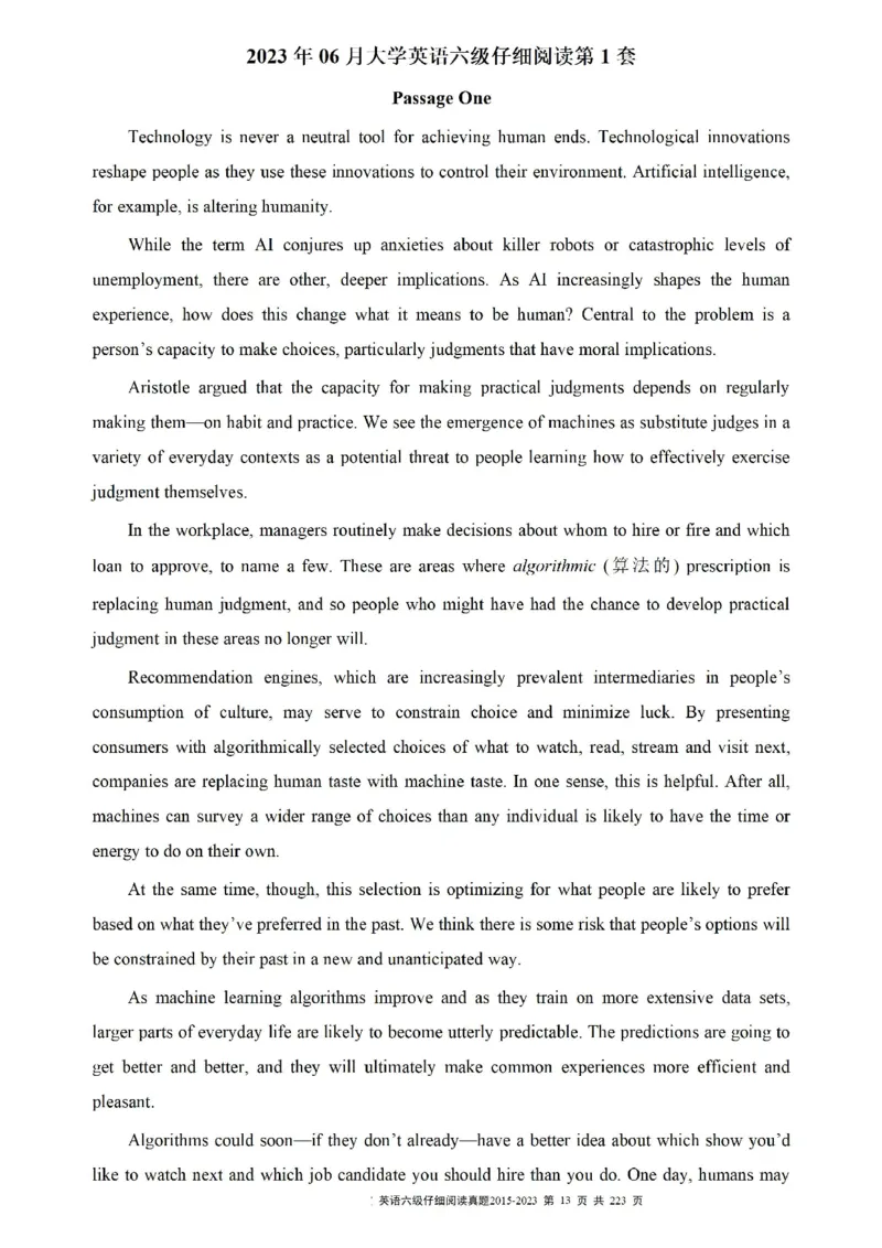 六级仔细阅读真题2015-2023.12_六级_六级仔细阅读