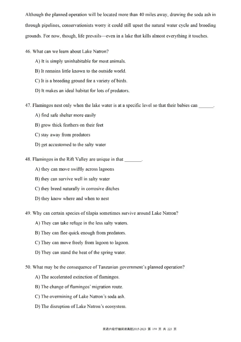 六级仔细阅读真题2015-2023.12_六级_六级仔细阅读