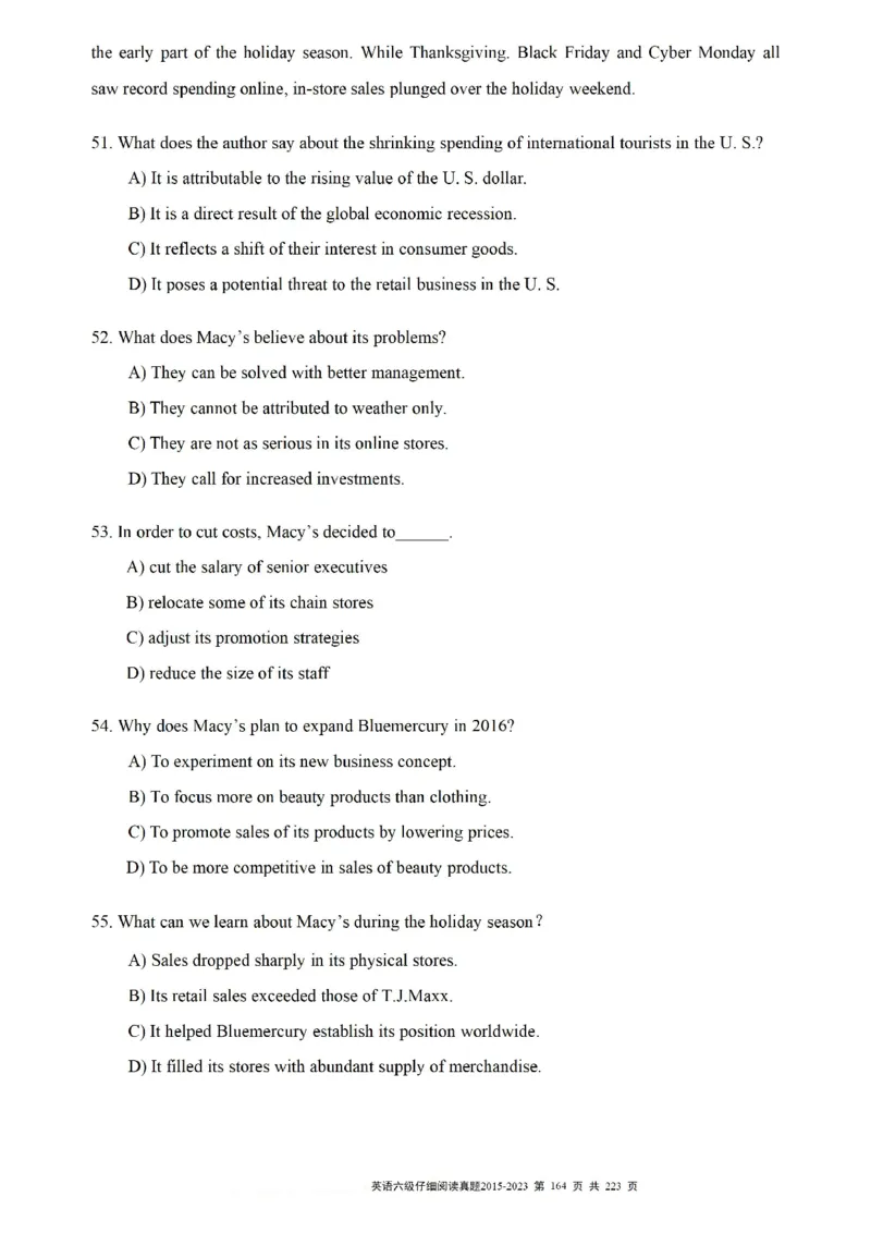 六级仔细阅读真题2015-2023.12_六级_六级仔细阅读