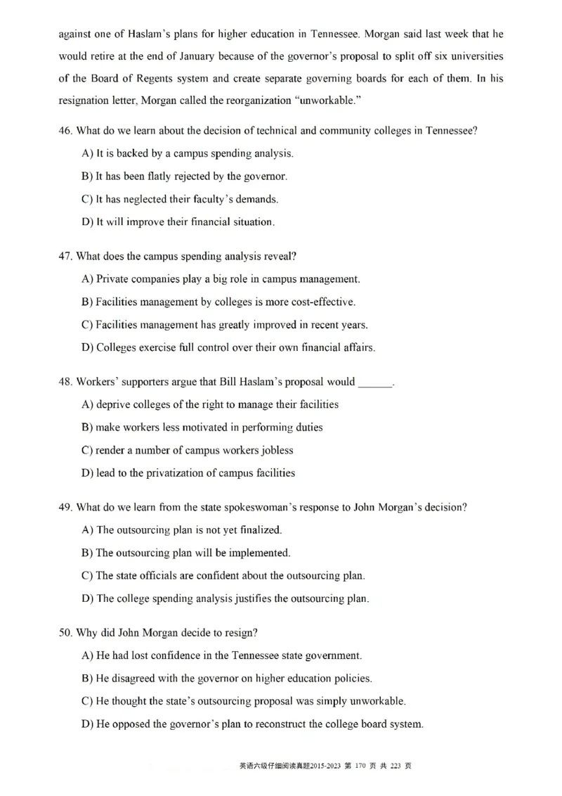 六级仔细阅读真题2015-2023.12_六级_六级仔细阅读