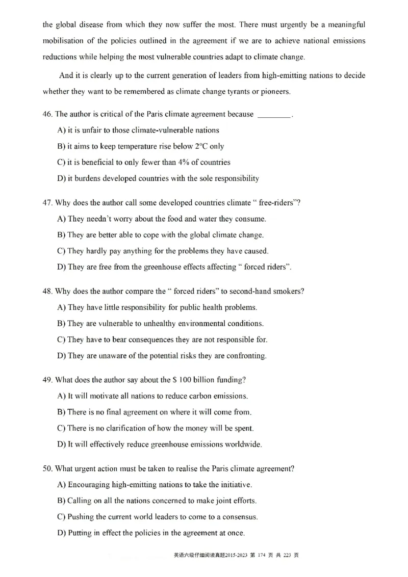 六级仔细阅读真题2015-2023.12_六级_六级仔细阅读