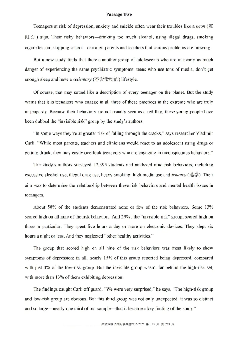 六级仔细阅读真题2015-2023.12_六级_六级仔细阅读