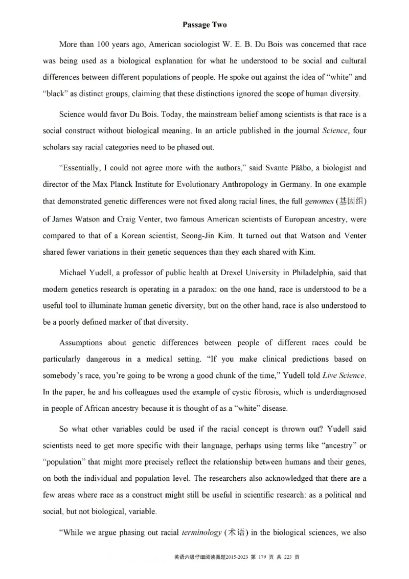 六级仔细阅读真题2015-2023.12_六级_六级仔细阅读