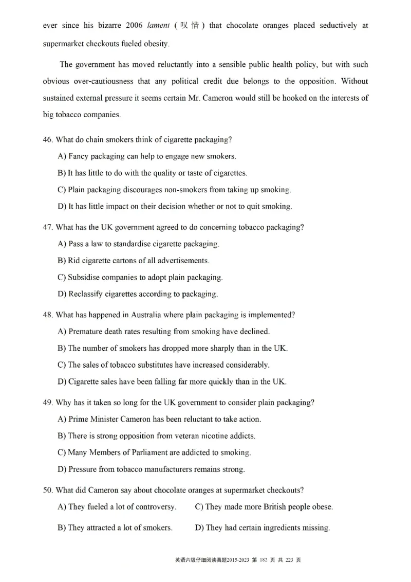 六级仔细阅读真题2015-2023.12_六级_六级仔细阅读