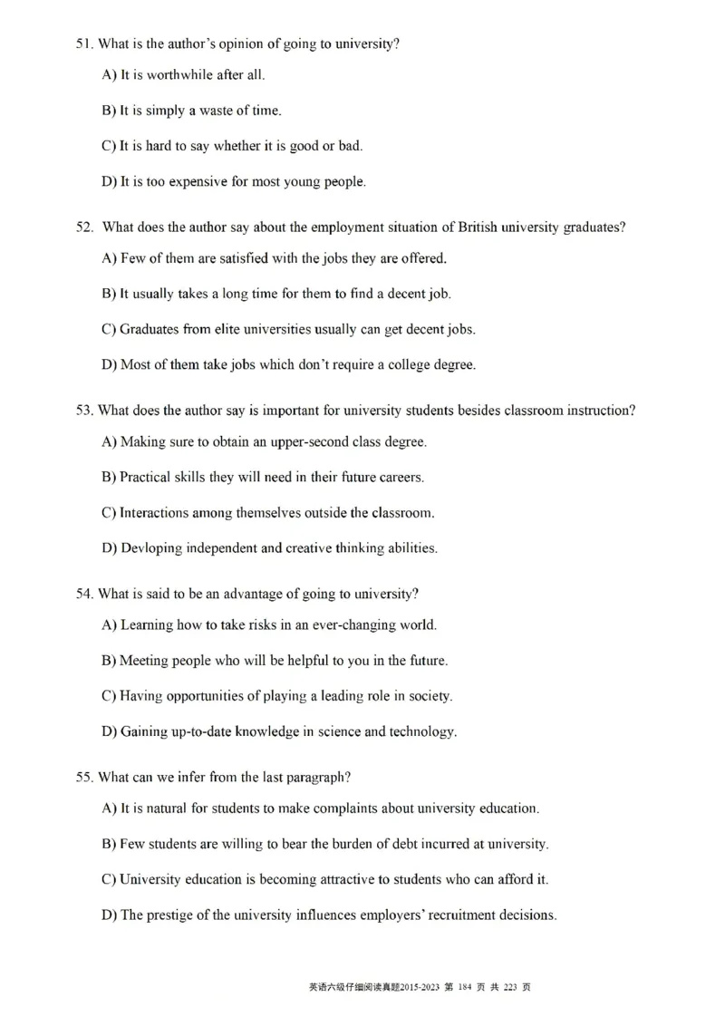六级仔细阅读真题2015-2023.12_六级_六级仔细阅读